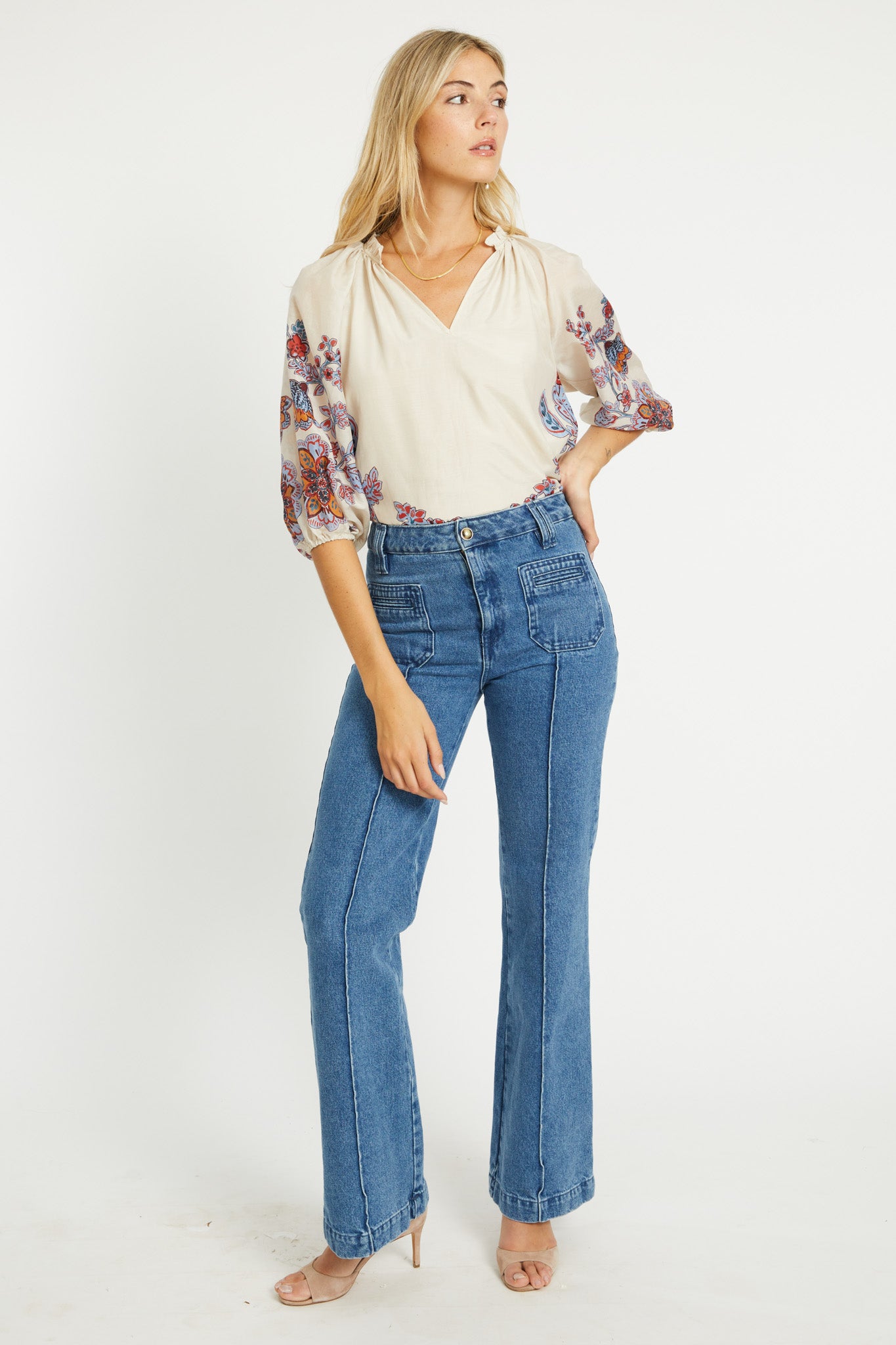Zara Woodblock Bloom Top