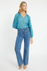 Miki Teal Leaf Burnout Top