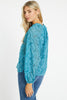 Miki Teal Leaf Burnout Top