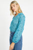 Miki Teal Leaf Burnout Top