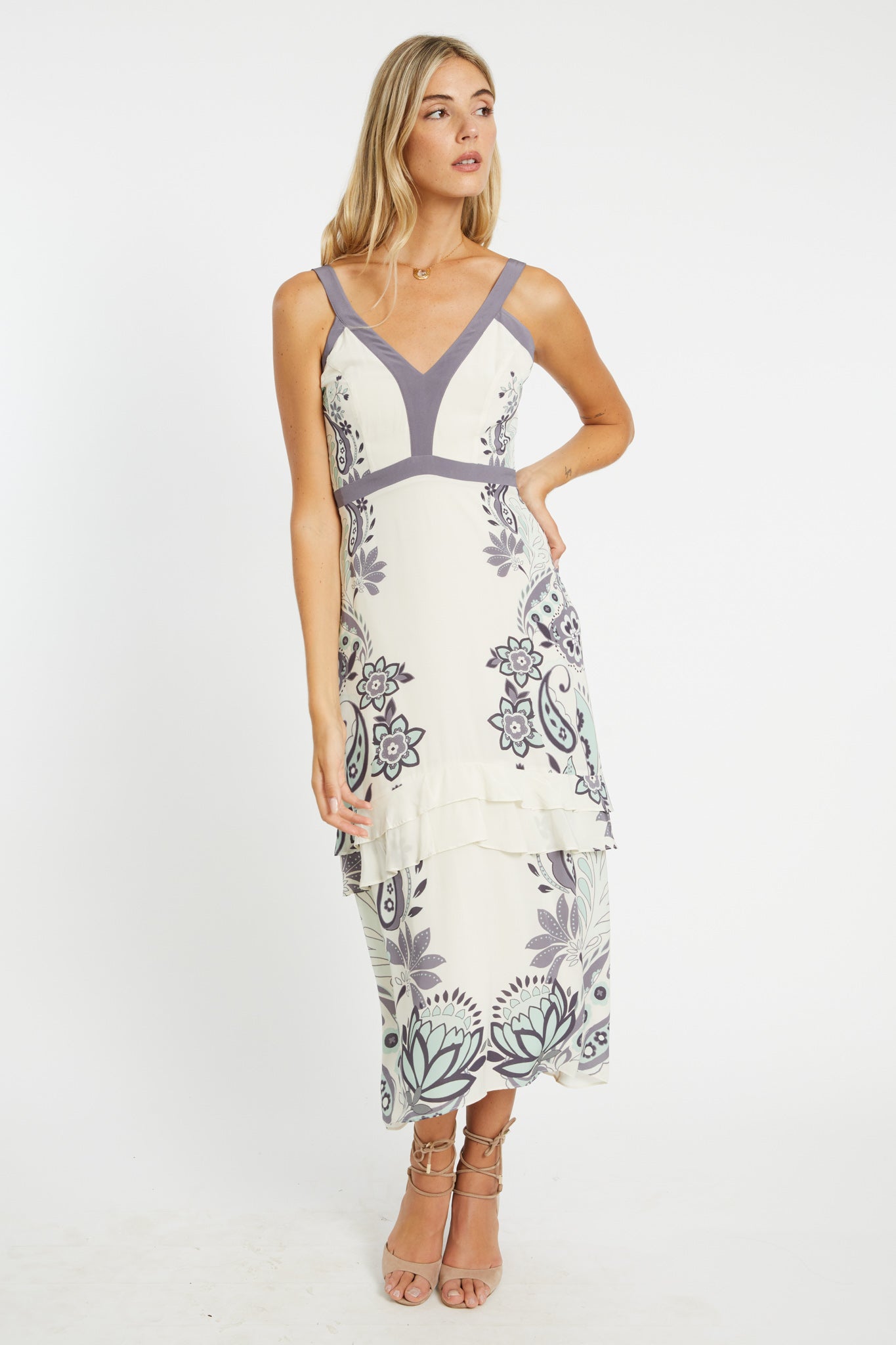 Sana Ivory Protea Paisley Dress