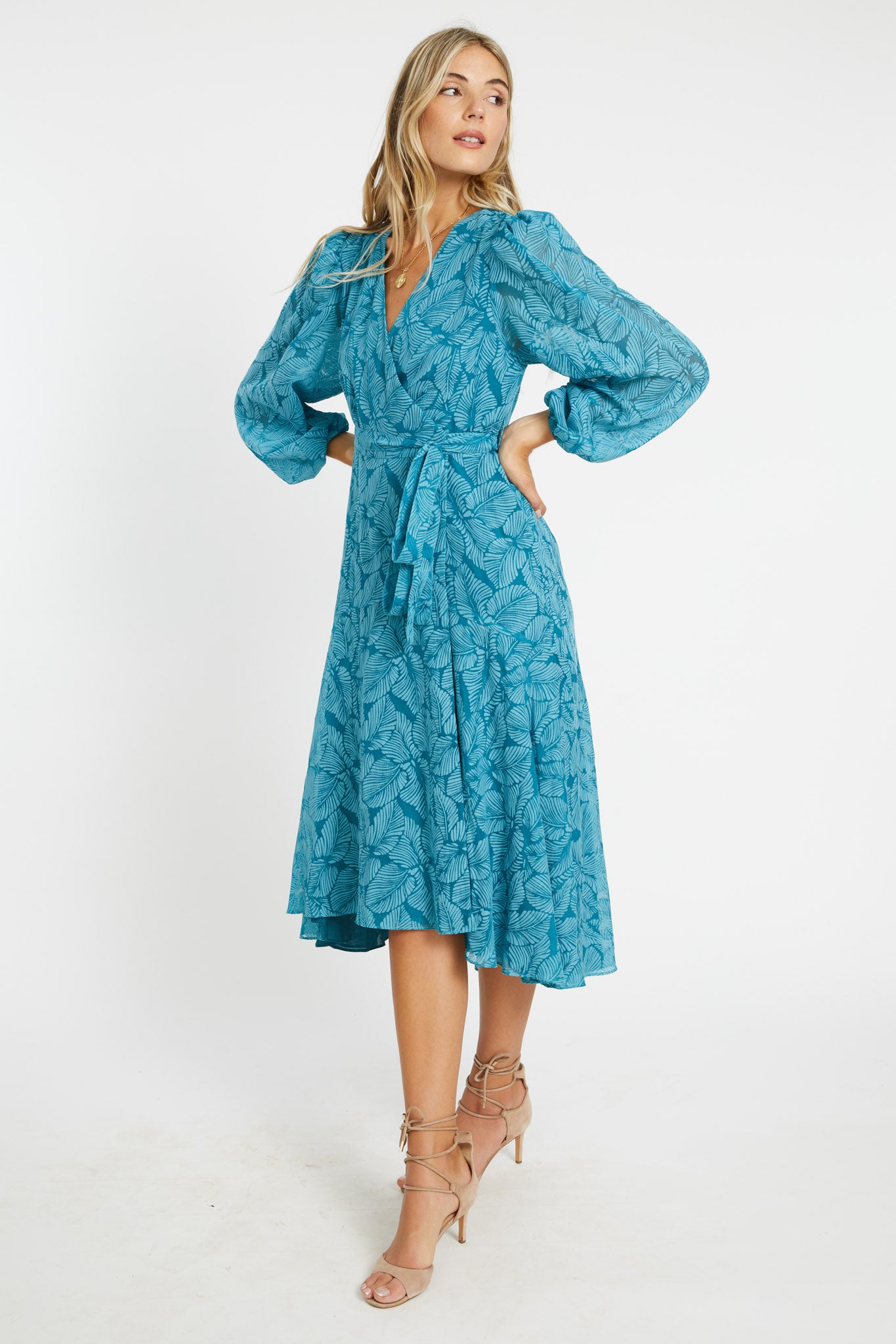 Moon Teal Leaf Burnout Maxi