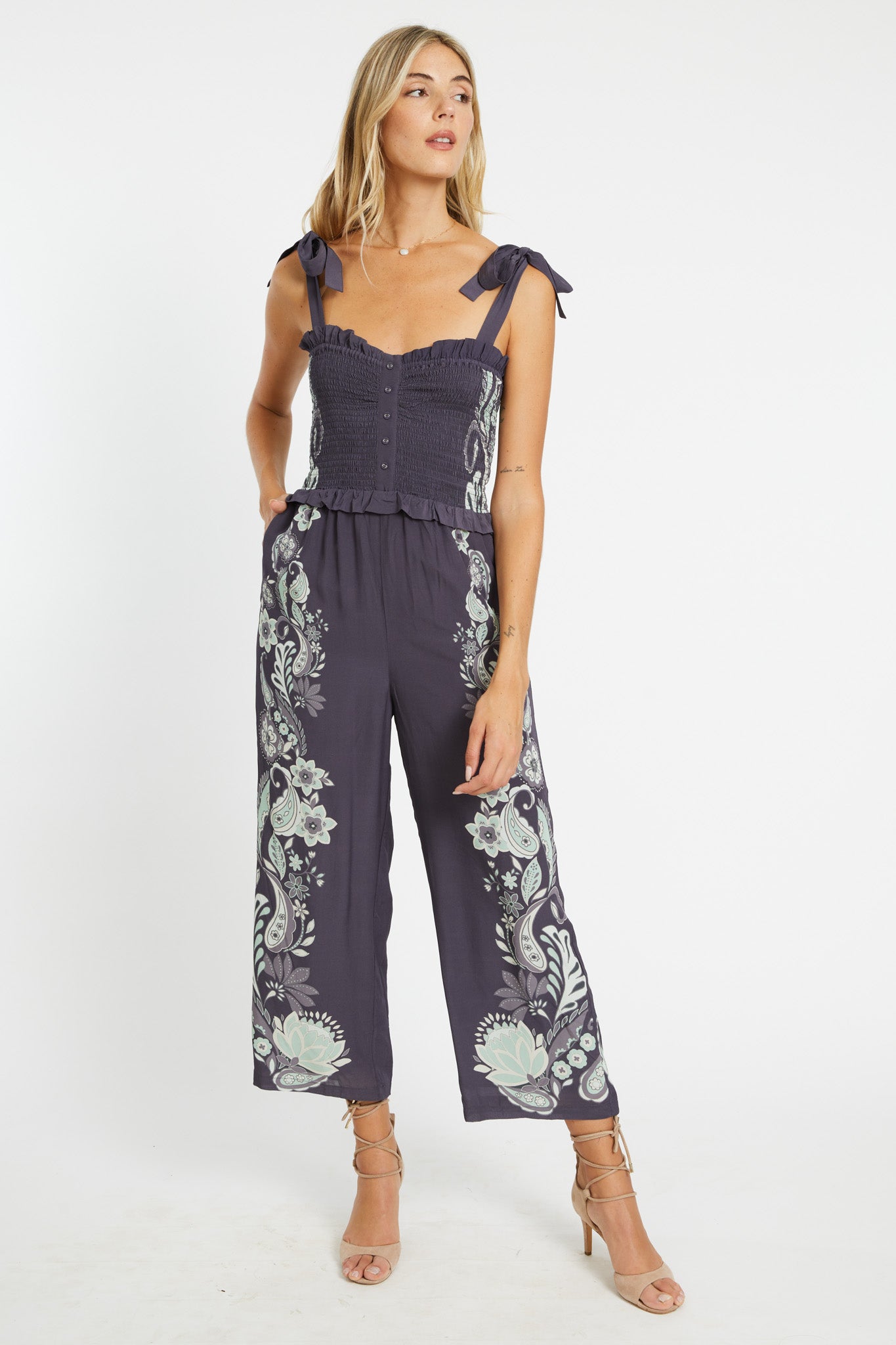 Rose Graphite Protea Paisley Jumpsuit