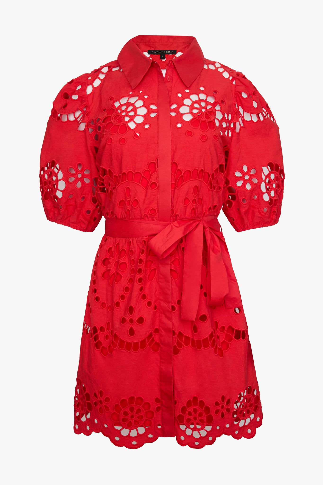 Eloise Dress in Poppy Red Eyelet Lace