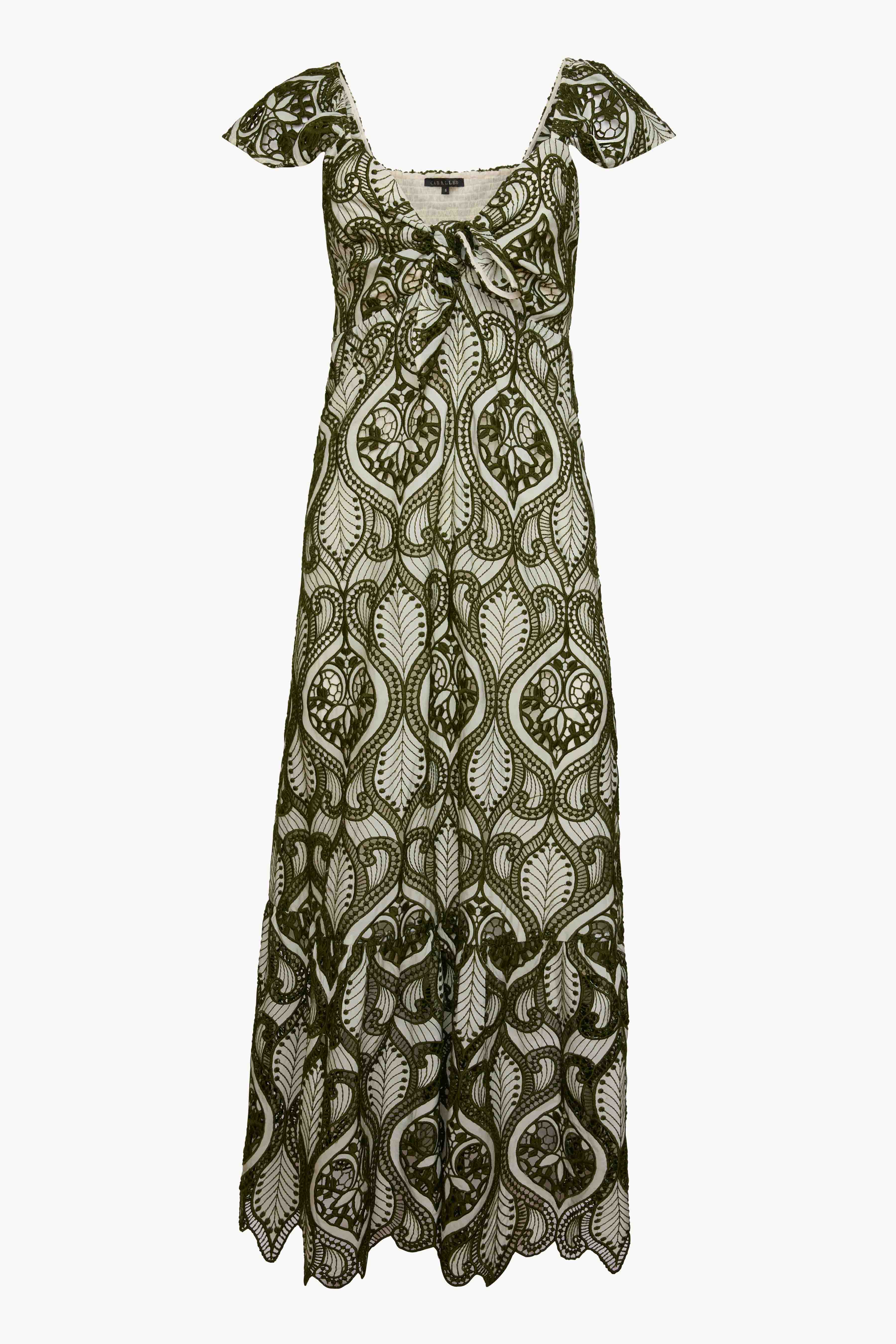 Gwen Dress in Loden Green Lace - CABALLERO COLLECTION