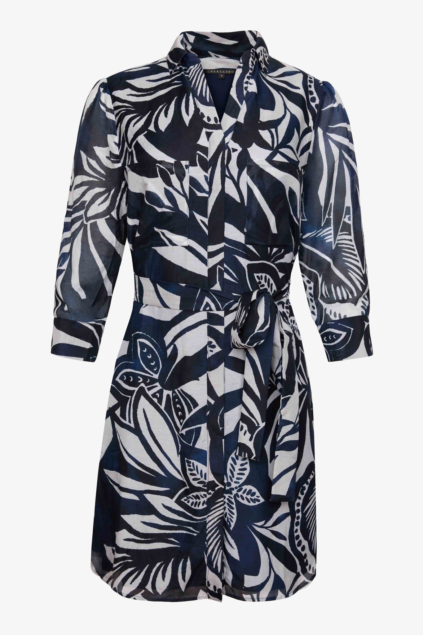 Becky Dress in Woodblock Palm