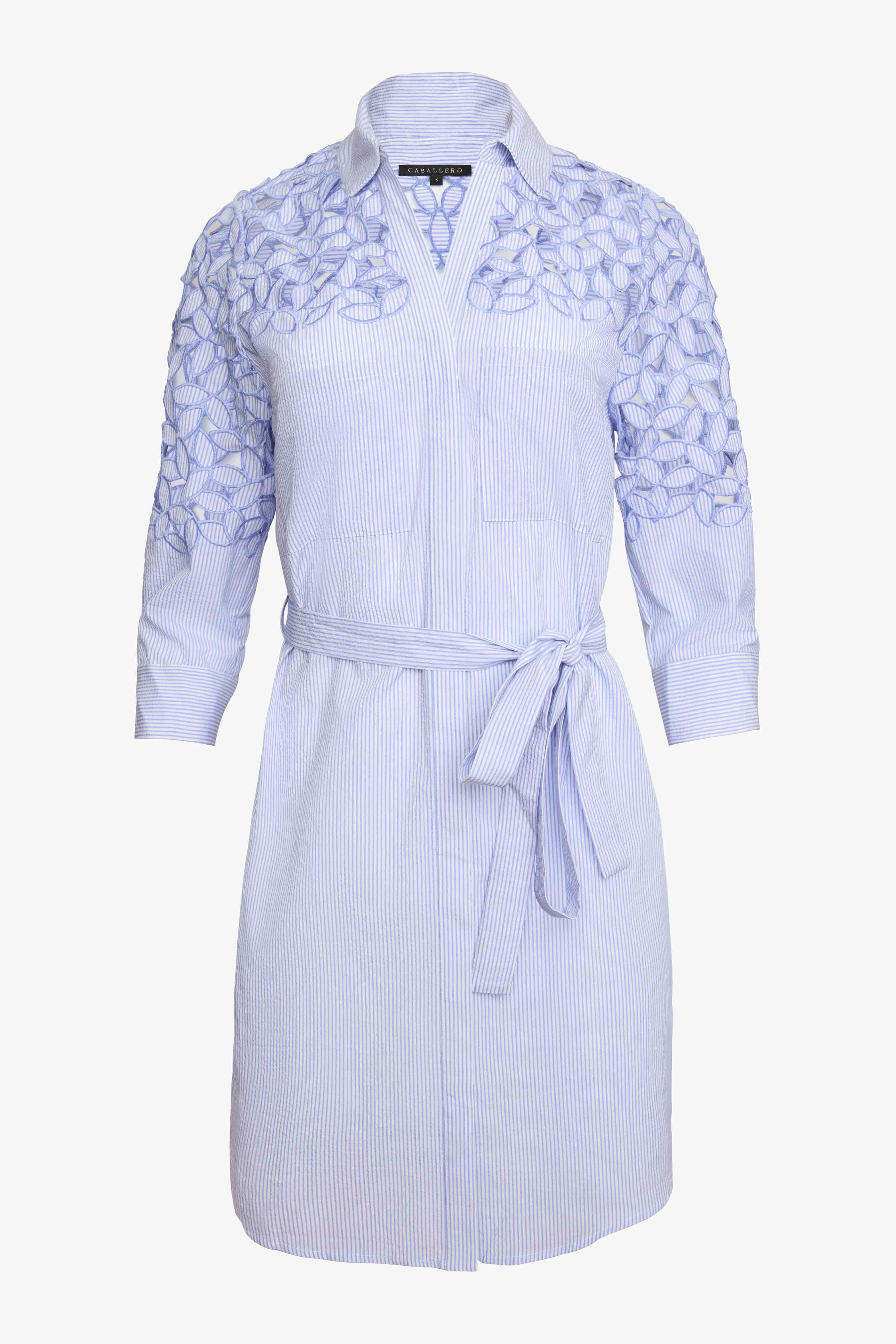 Becky Dress in Blue/White Seersucker BLUE / White Seersucker / XS Becky Dress in Blue/White Seersucker BLUE / White Seersucker / XS