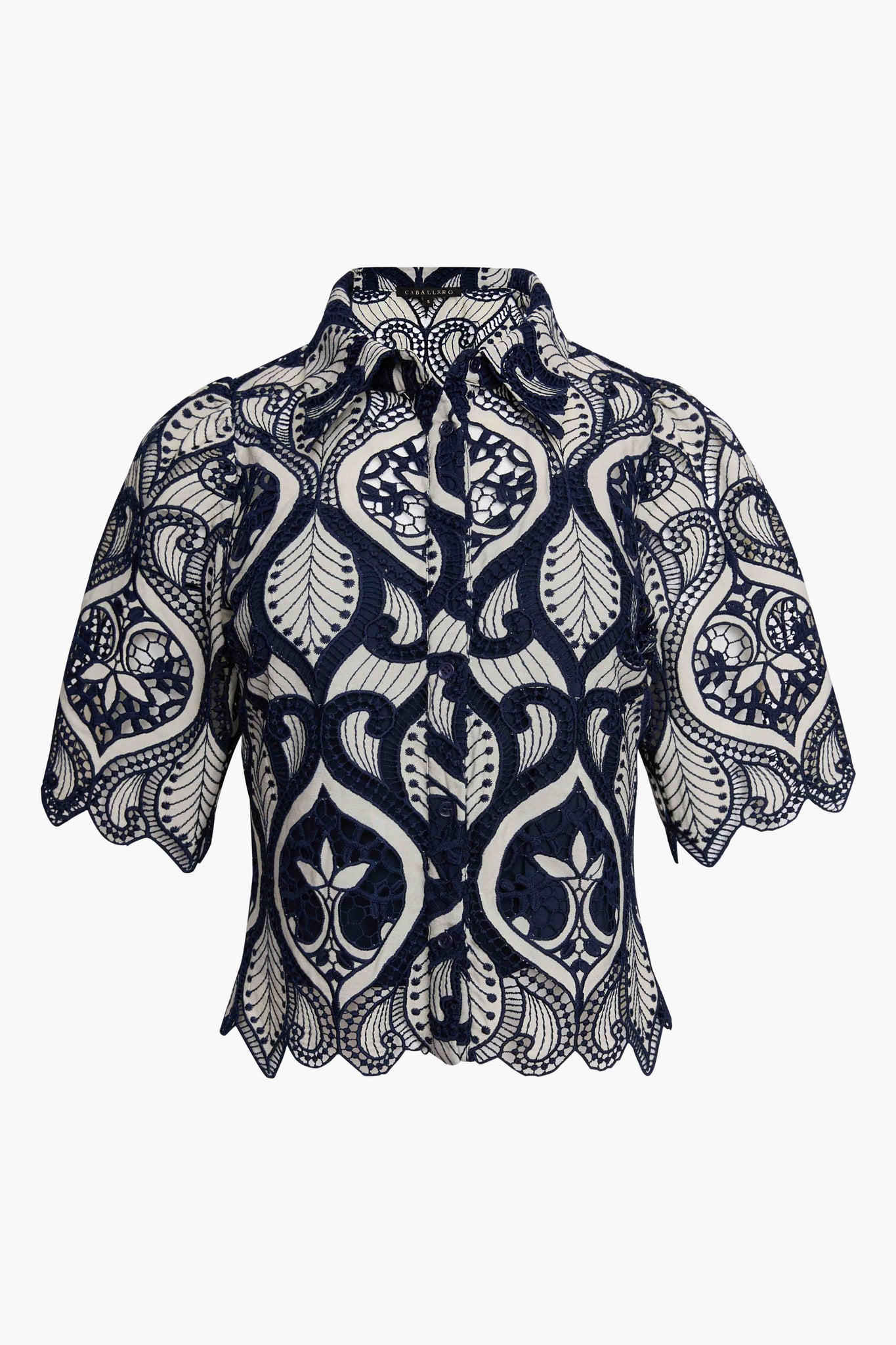 Tay Top in Navy / Cream Lace