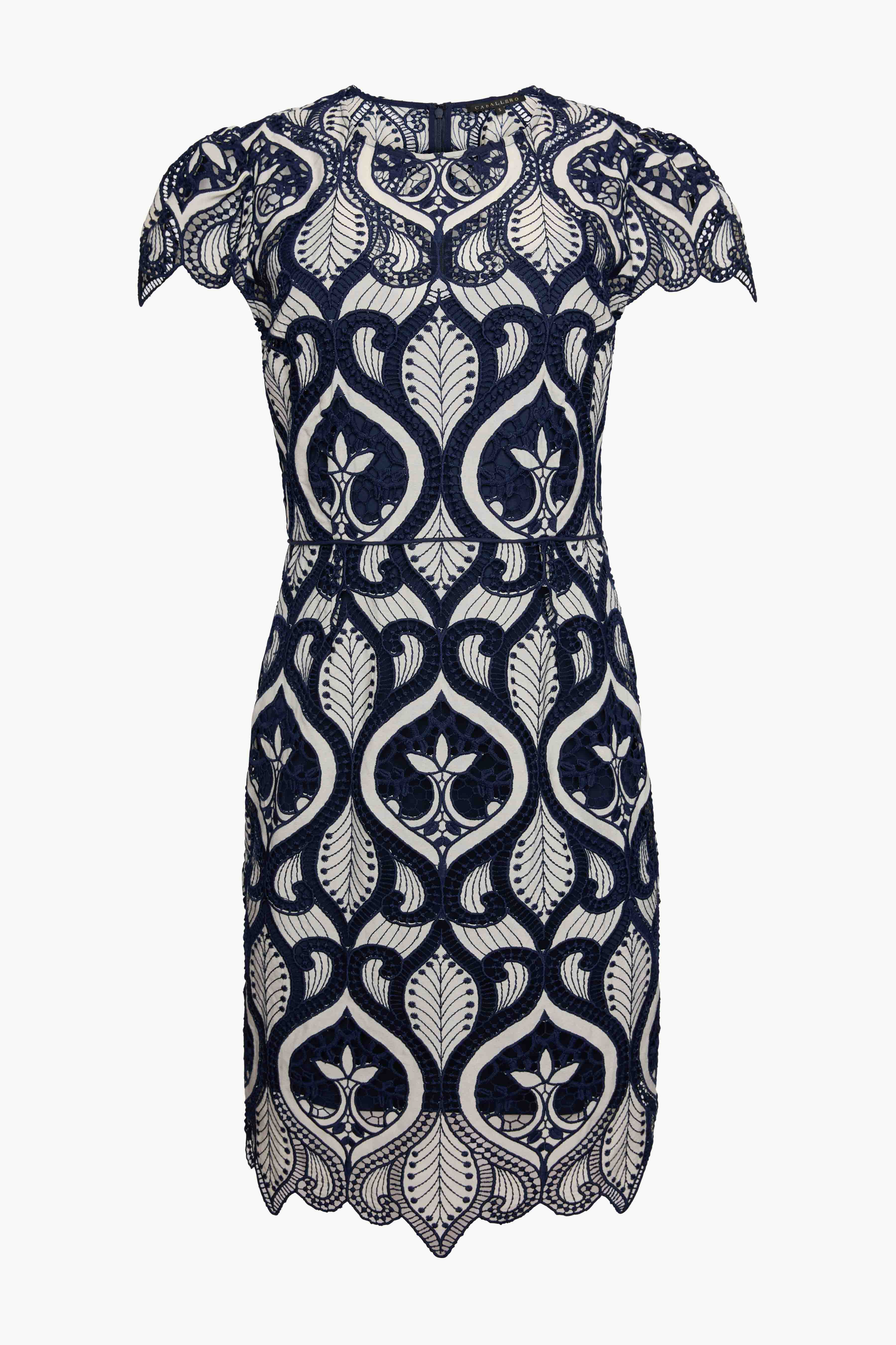 navy and cream dress Vanna Dress in NAVY / Cream Lace NAVY / Cream / M