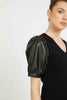 Andrea Top in Black with Vegan Leather Sleeves