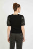 Andrea Top in Black with Vegan Leather Sleeves