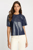 Carsyn Top in Navy Vegan Leather
