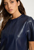 Carsyn Top in Navy Vegan Leather