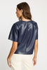 Carsyn Top in Navy Vegan Leather