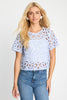 Carmen Top in Blue/White Seersucker