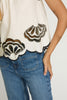 Hadley Top in White / Black Embroidery