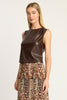 Jag Top in Chocolate Vegan Leather