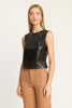 Jag Top in Black Vegan Leather