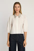 Juliette Top in White with Studded Collar