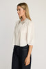 Juliette Top in White with Studded Collar