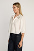 Juliette Top in White with Studded Collar