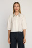 Juliette Top in White with Studded Collar
