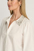 Juliette Top in White with Studded Collar