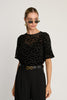 Serah Top in Black Dotted Taffeta