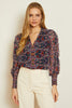 Flora Top in Kaleidoscope Leaves