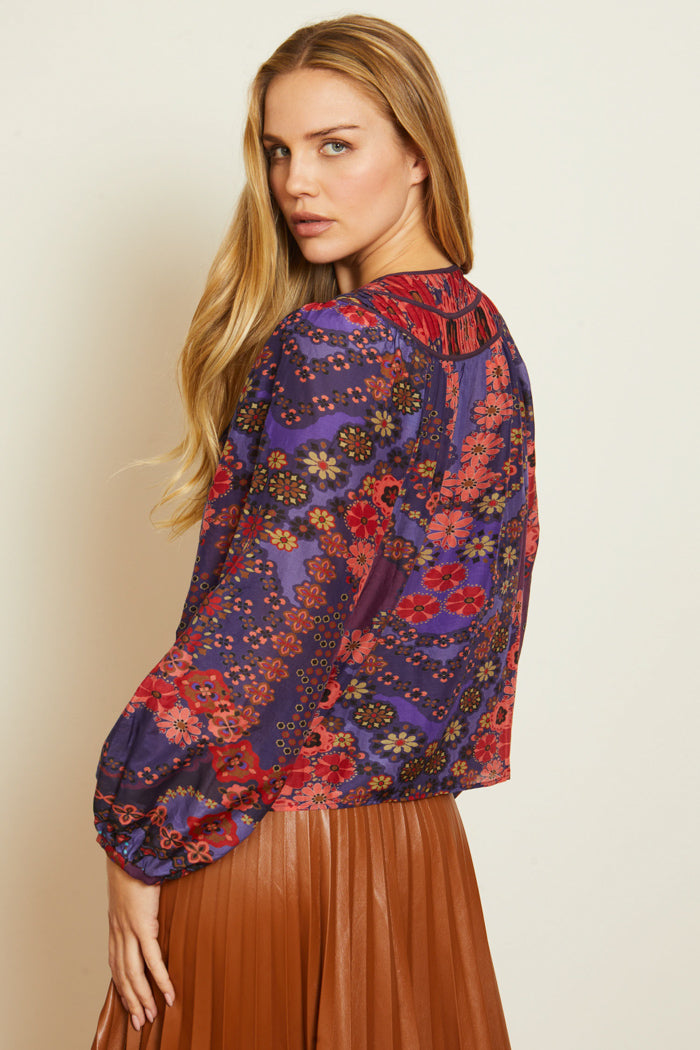 Emery Top in Patchwork Pansy