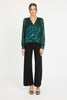 Ruby Top in Sea Moss Silk Geo Burnout