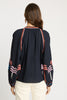 Phoebe Top in Peacoat Navy Palm Embroidery