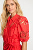 Eloise Dress in Poppy Red Eyelet Lace