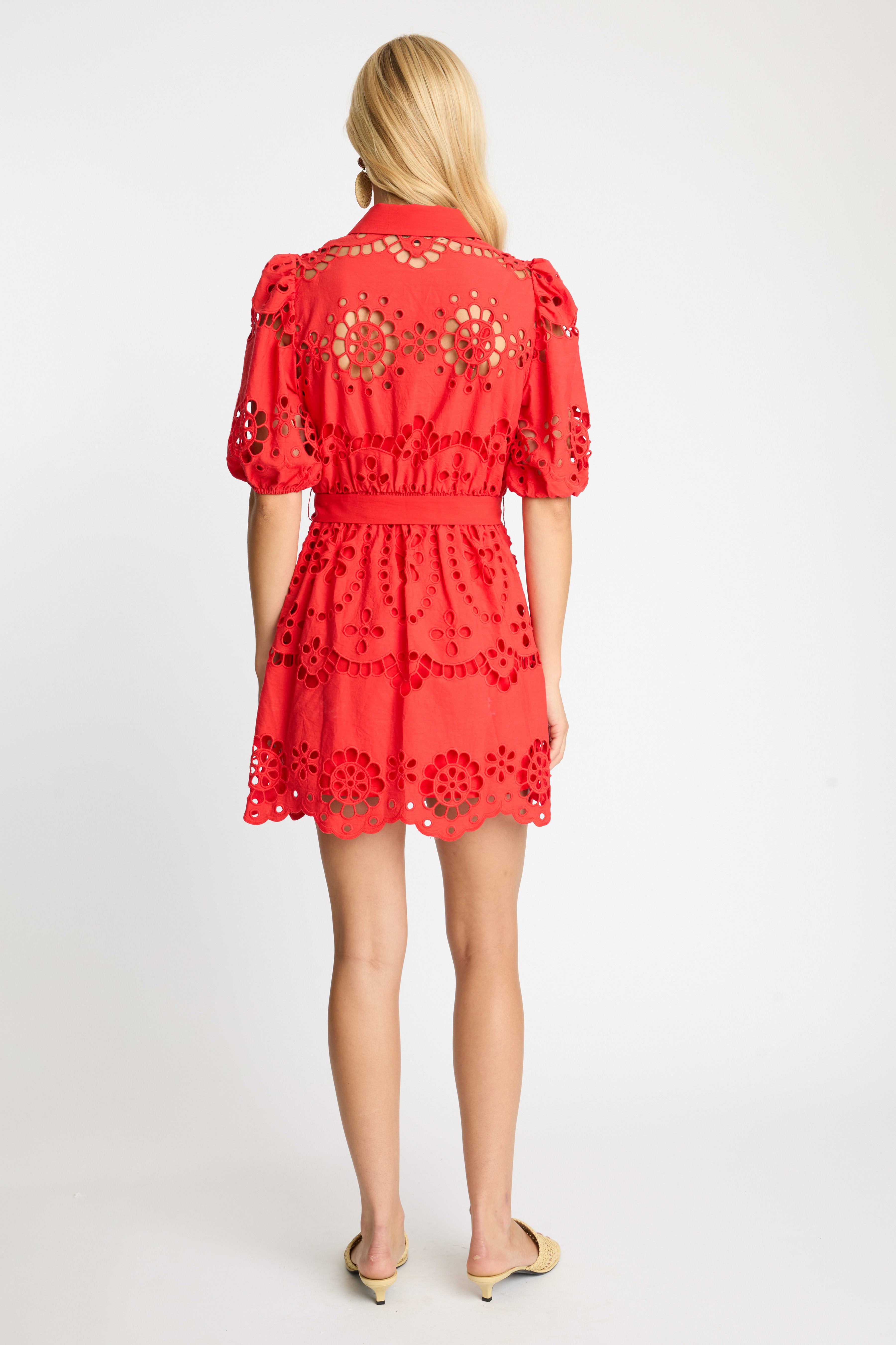 Caballero Collection Eloise Dress in Poppy Red Eyelet Lace