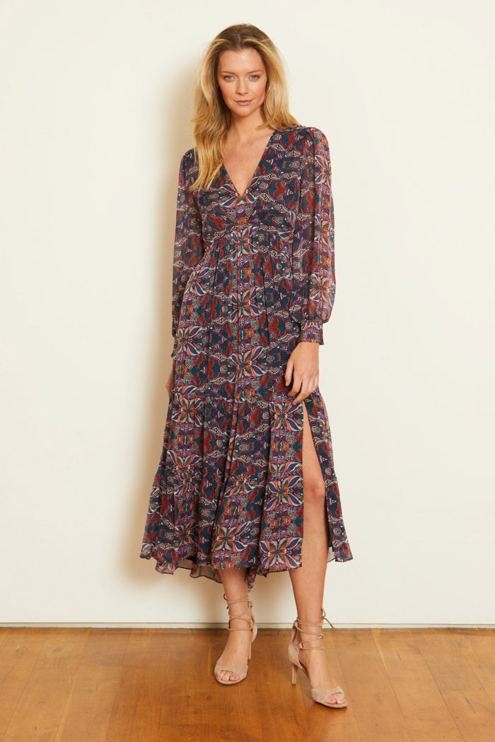 Mireille Dress in Kaleidoscope Leaves