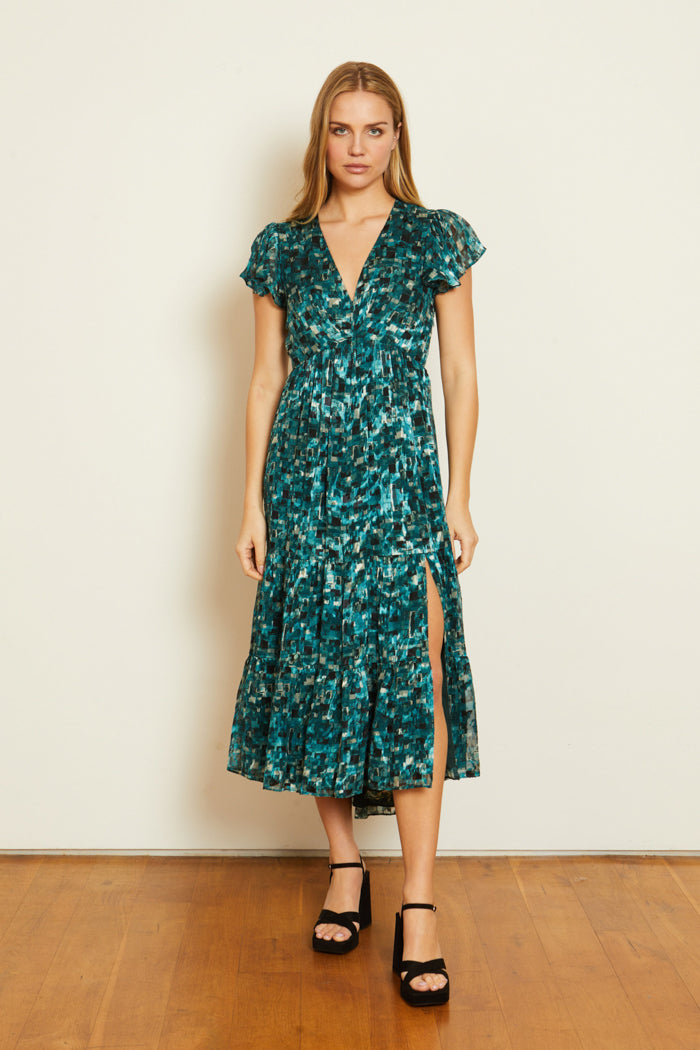Mia Dress in Emerald Burnout