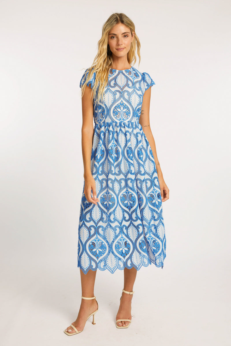 Raquel White / French Blue Lace Dress