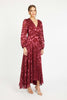 London Gown in Cabernet Silk Geo Burnout