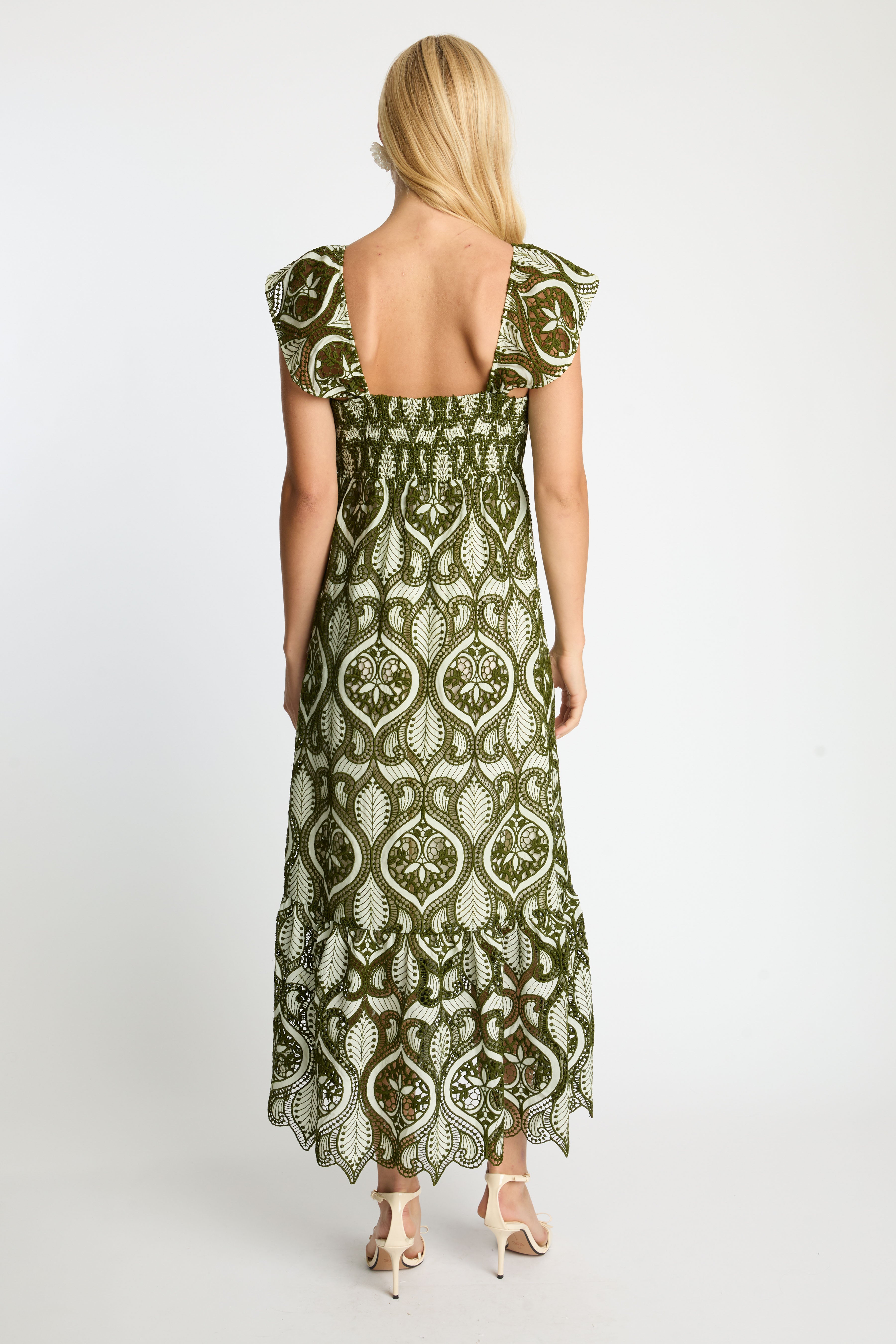 Gwen Dress in Loden Green Lace