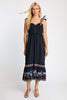 Thandi Dress in Peacoat Navy Palm Embroidery