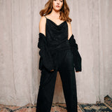 Max Black Textured Velvet Pant