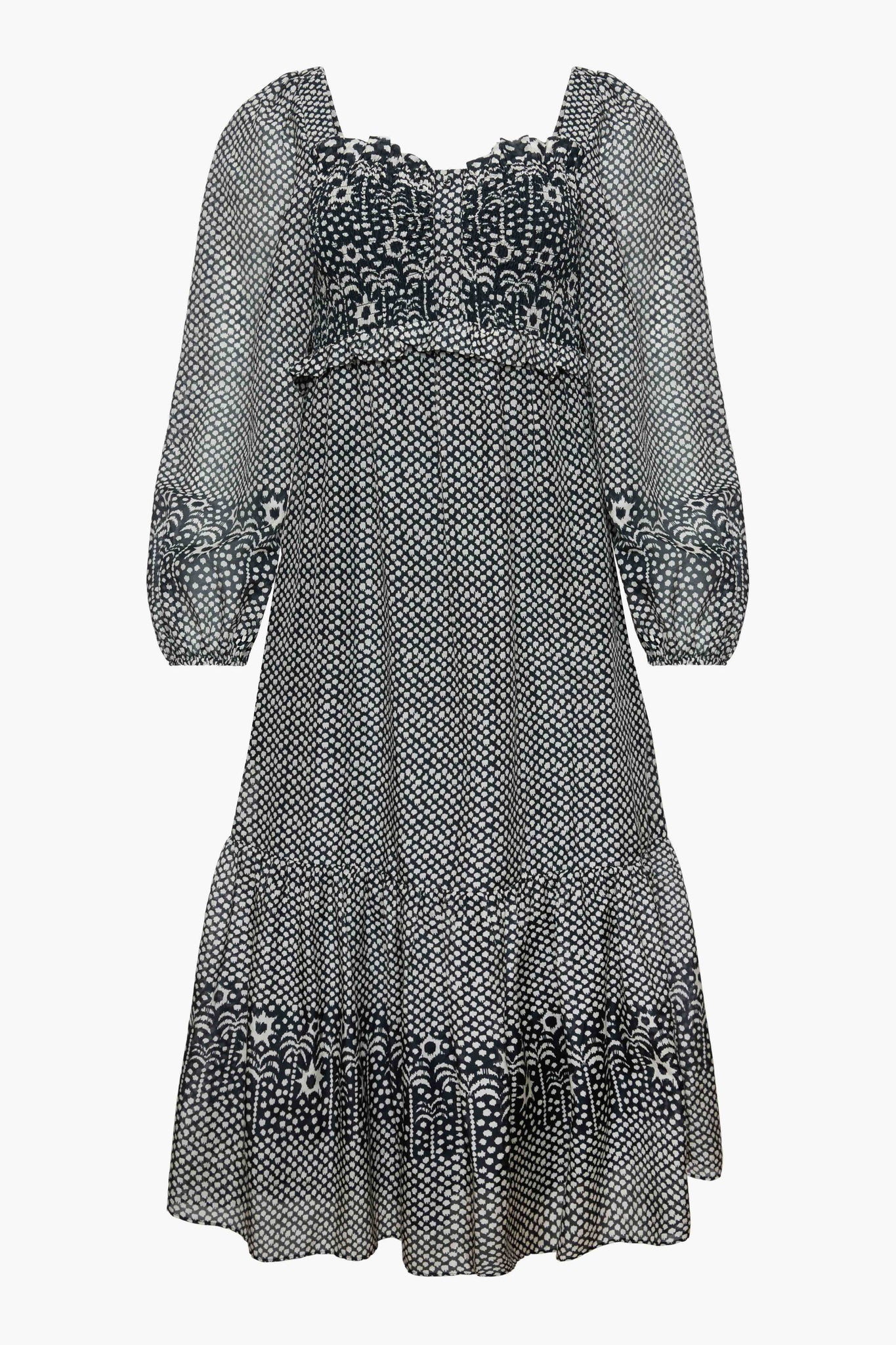 Elora Dress in Indigo Dot