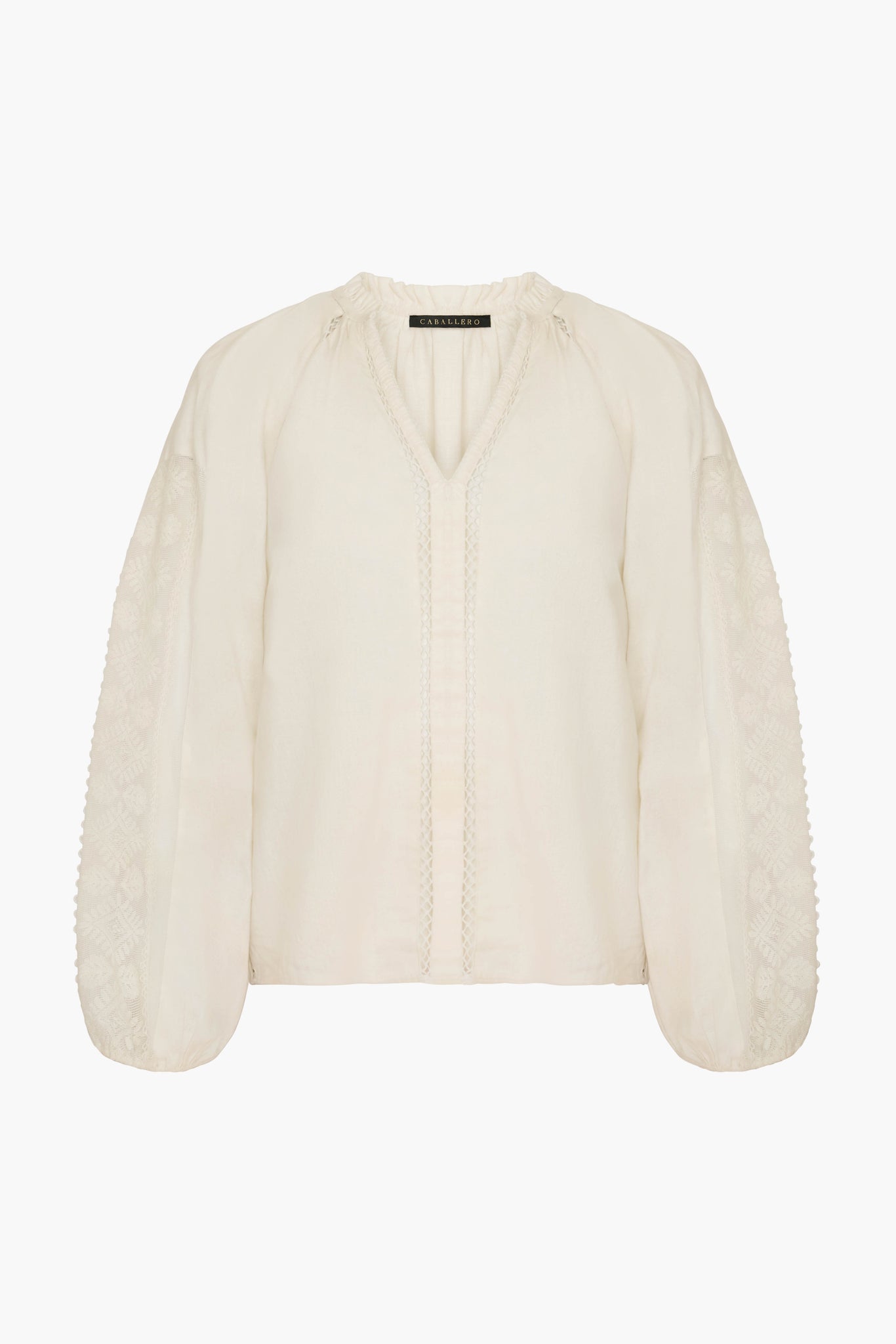 Miki Top in White Inset Lace