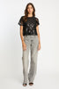Carmen Top in Black Sequin Lace
