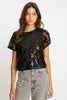 Carmen Top in Black Sequin Lace