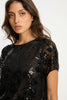 Carmen Top in Black Sequin Lace