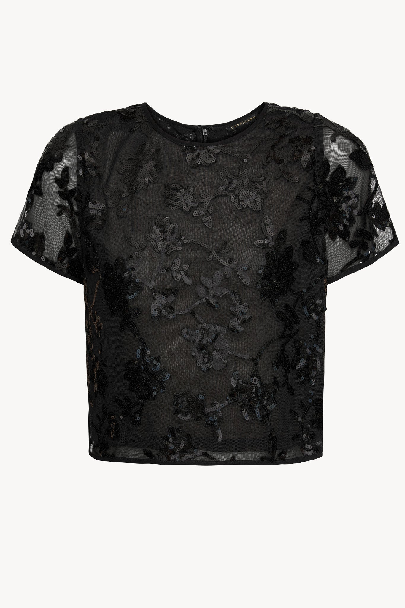 Carmen Top in Black Sequin Lace