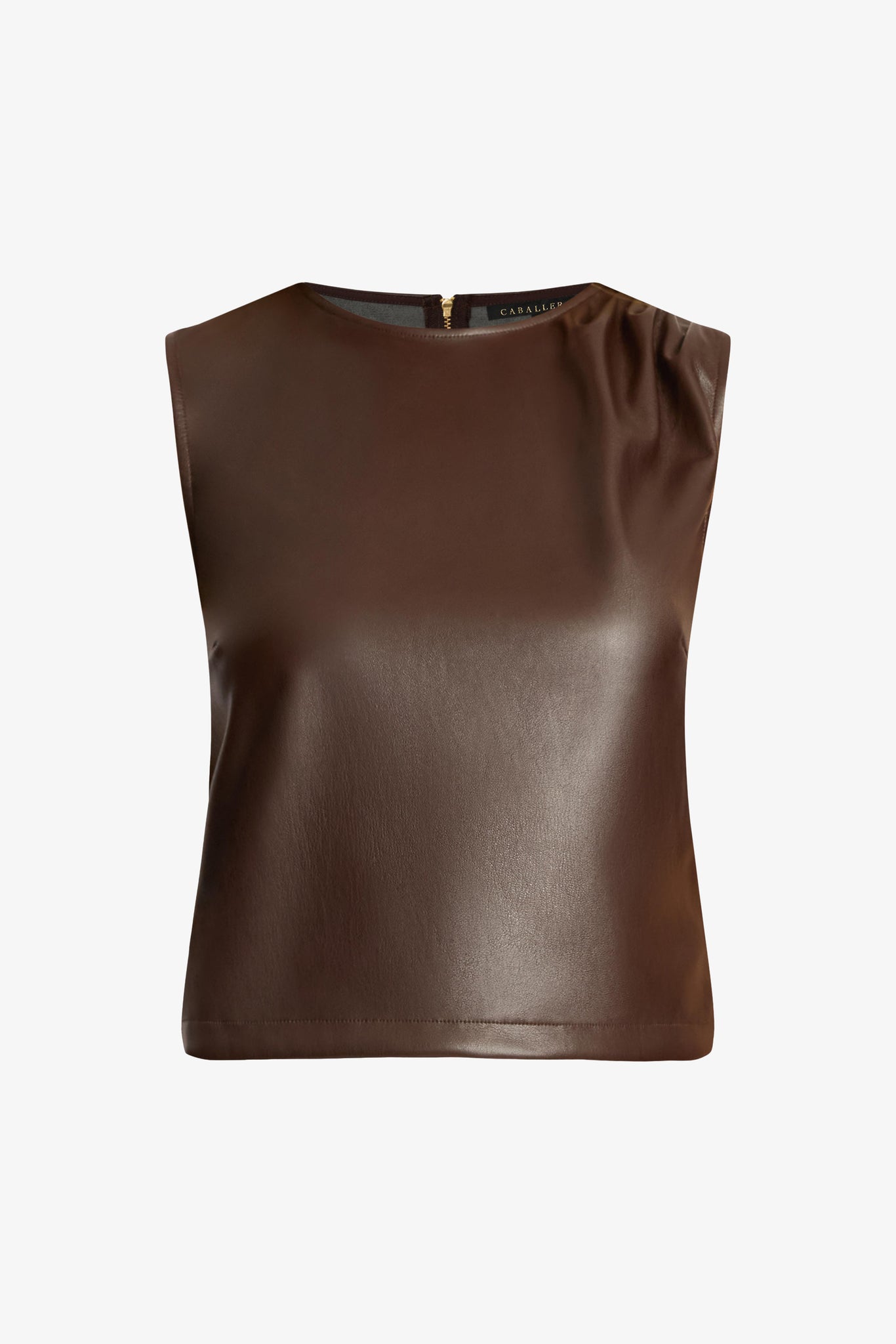 Jag Top in Chocolate Vegan Leather