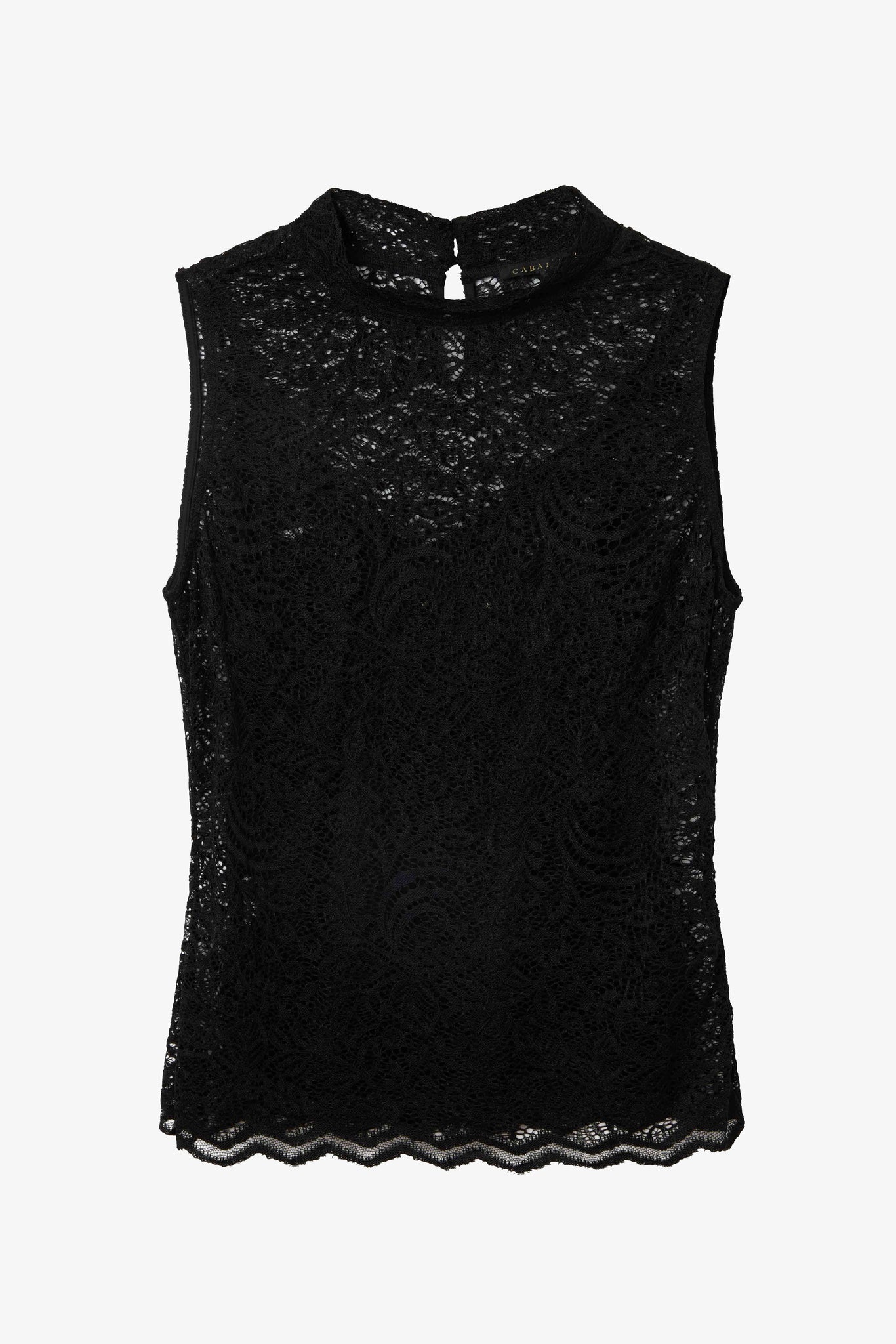 Band Top in Black Stretch Lace