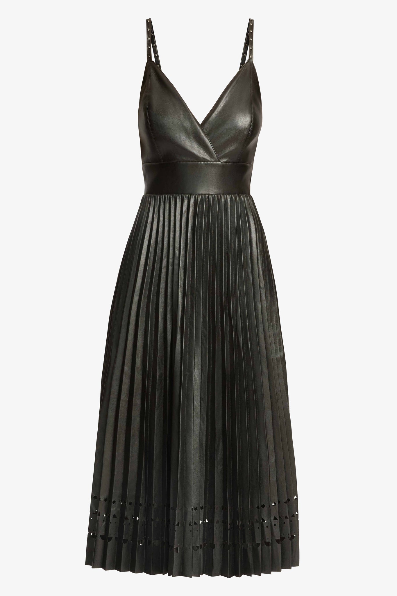 Genevieve Dress in Black Vegan Leather with Studs
